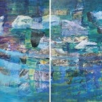 Transcending | 30 inch x 60 inch diptych | collage and acrylic on wood panel | SOLD